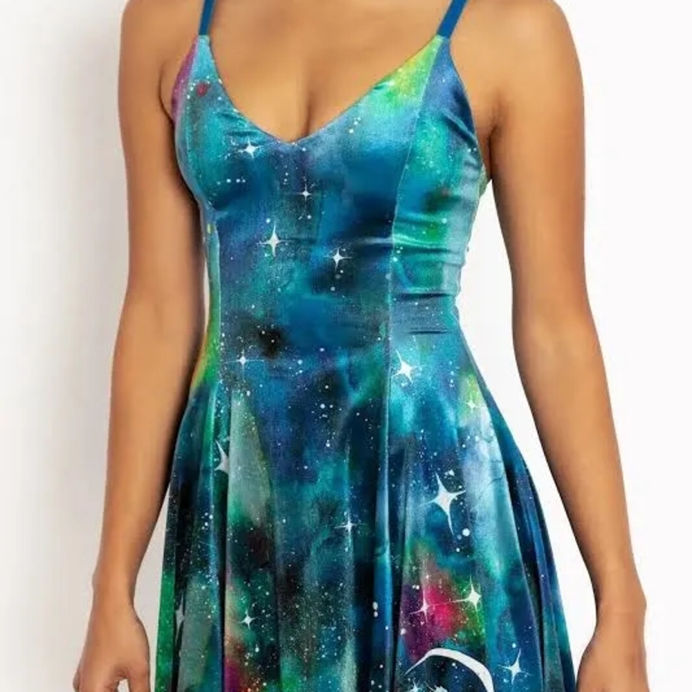 Galaxy Print Spaghetti Strap Dress